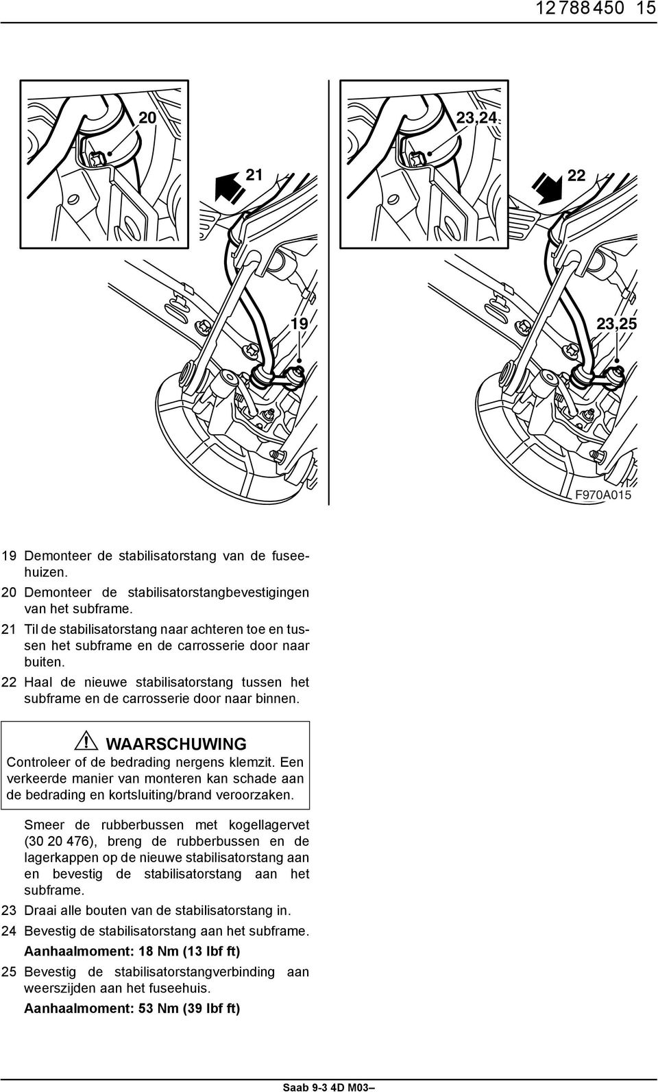 WAARSCHUWING Controleer of de bedrading nergens klemzit. Een verkeerde manier van monteren kan schade aan de bedrading en kortsluiting/brand veroorzaken.