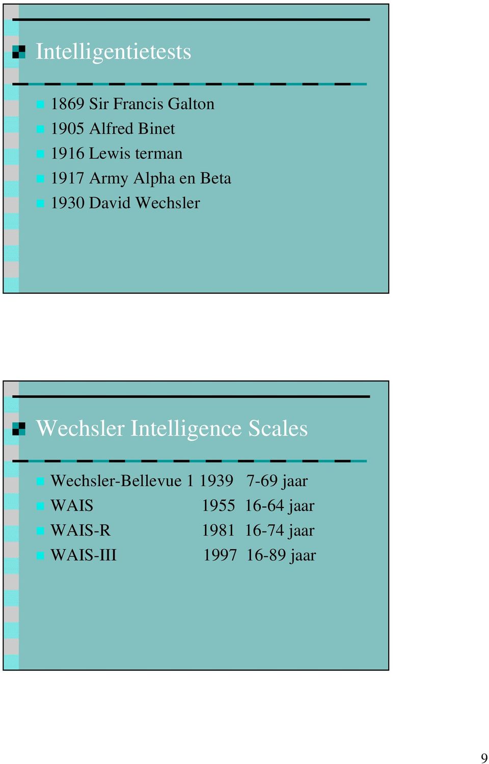 Wechsler Intelligence Scales Wechsler-Bellevue 1 1939 7-69 jaar