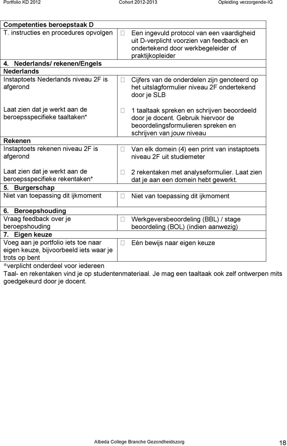 Nederlands/ rekenen/engels Nederlands Instaptoets Nederlands niveau 2F is afgerond Cijfers van de onderdelen zijn genoteerd op het uitslagformulier niveau 2F ondertekend door je SLB Laat zien dat je
