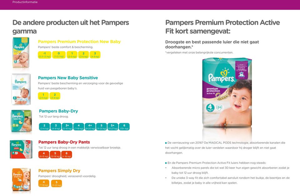 * *vergeleken met onze belangrijkste concurrenten. Pampers New Baby Sensitive Pampers beste bescherming en verzorging voor de gevoelige huid van pasgeboren baby s.