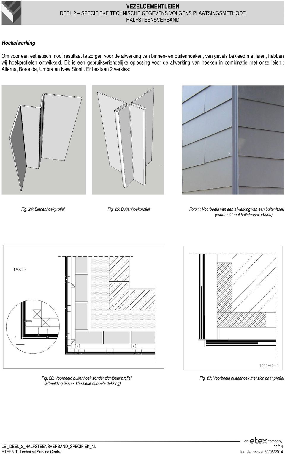 Er bestaan 2 versies: Fig. 24: Binnenhoekprofiel Fig.