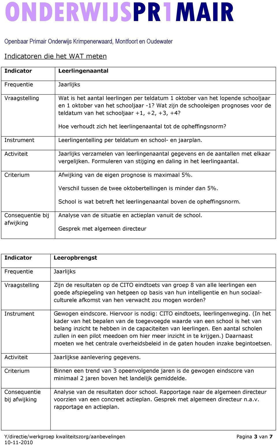 Leerlingentelling per teldatum en school- en jaarplan. verzamelen van leerlingenaantal gegevens en de aantallen met elkaar vergelijken. Formuleren van stijging en daling in het leerlingaantal.