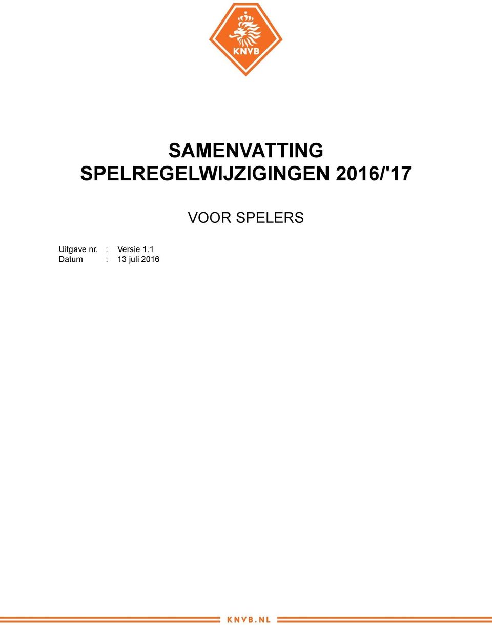 2016/'17 VOOR SPELERS