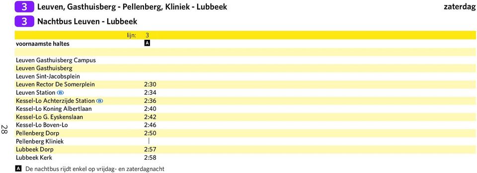 Kessel-Lo Achterzijde Station ~ 2:36 Kessel-Lo Koning Albertlaan 2:40 Kessel-Lo G.