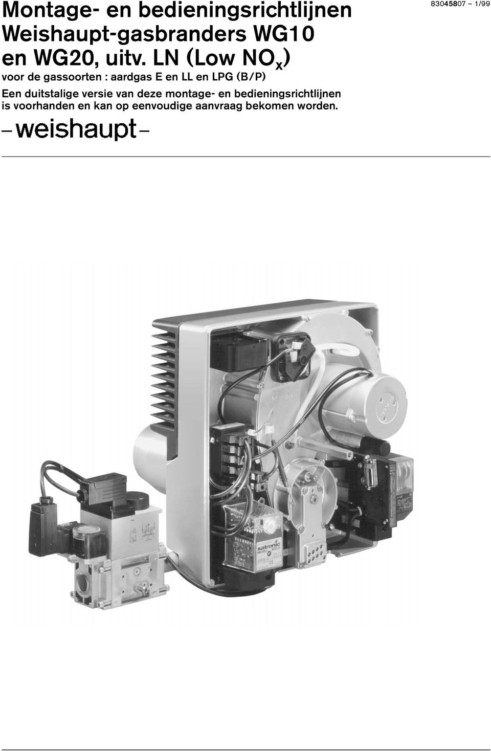 Montage- en bedieningsrichtlijnen Weishaupt-gasbranders WG10 en WG20, uitv.  LN (Low NO x ) - PDF Gratis download