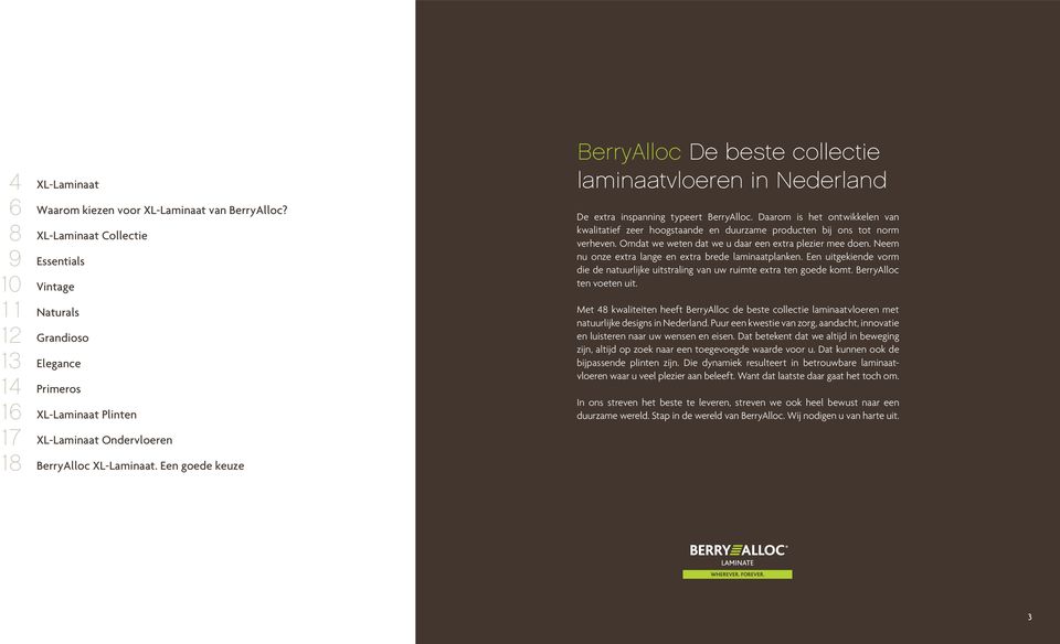 Een goede keuze BerryAlloc De beste collectie laminaatvloeren in Nederland De extra inspanning typeert BerryAlloc.
