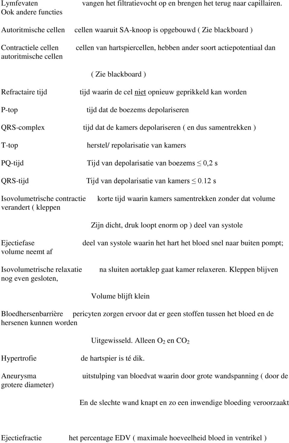 blackboard ) Refractaire tijd P-top tijd waarin de cel niet opnieuw geprikkeld kan worden tijd dat de boezems depolariseren QRS-complex tijd dat de kamers depolariseren ( en dus samentrekken ) T-top