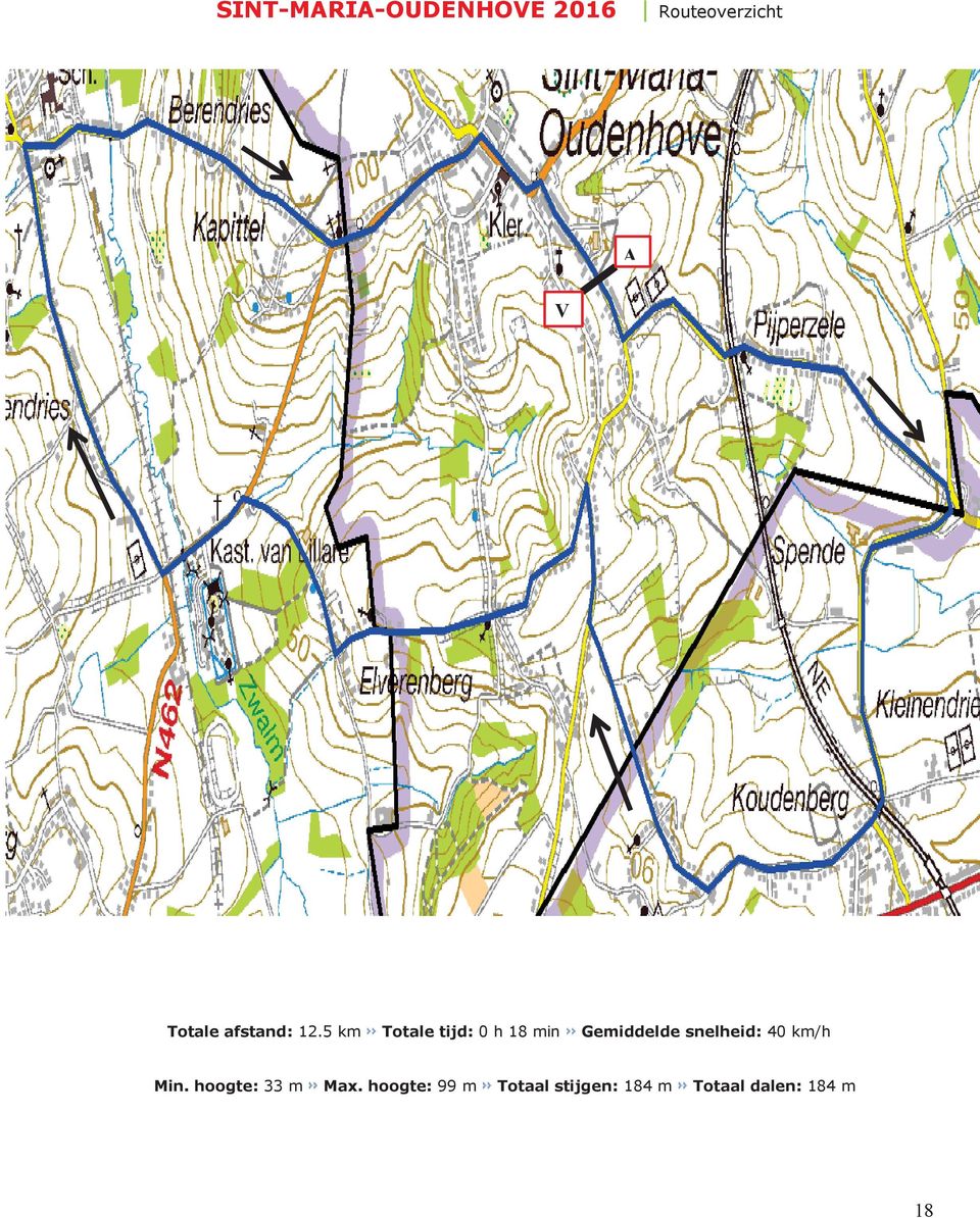 5 km Totale tijd: 0 h 18 min Gemiddelde snelheid: