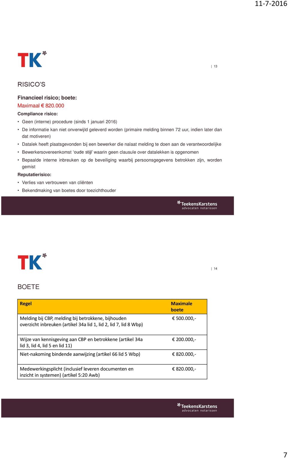 plaatsgevonden bij een bewerker die nalaat melding te doen aan de verantwoordelijke Bewerkersovereenkomst oude stijl waarin geen clausule over datalekken is opgenomen Bepaalde interne inbreuken op de