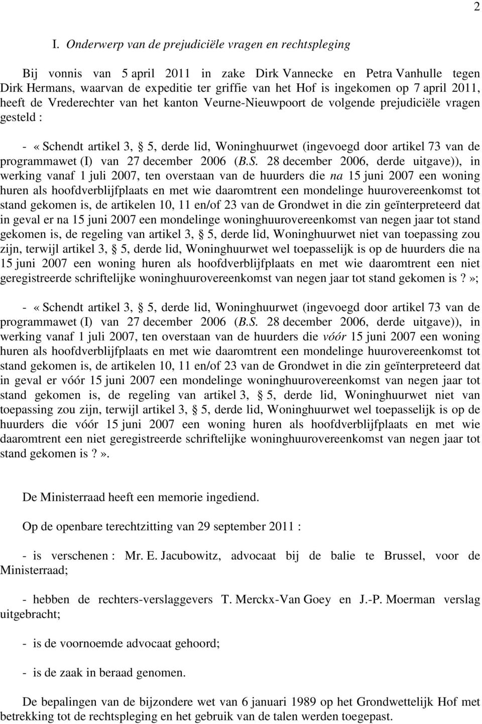 73 van de programmawet (I) van 27 december 2006 (B.S.