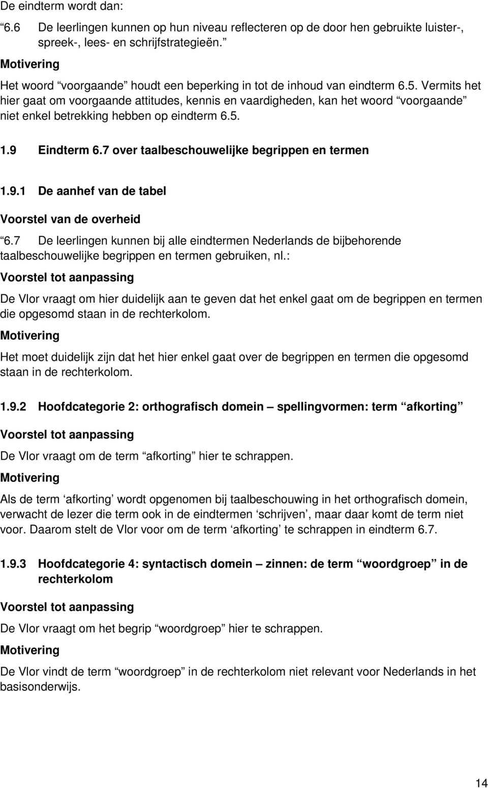 Vermits het hier gaat om voorgaande attitudes, kennis en vaardigheden, kan het woord voorgaande niet enkel betrekking hebben op eindterm 6.5. 1.9 Eindterm 6.