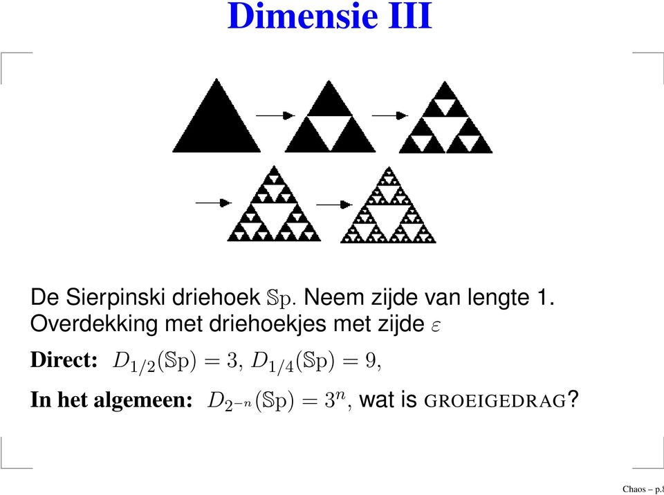 Overdekking met driehoekjes met zijde ε Direct: D