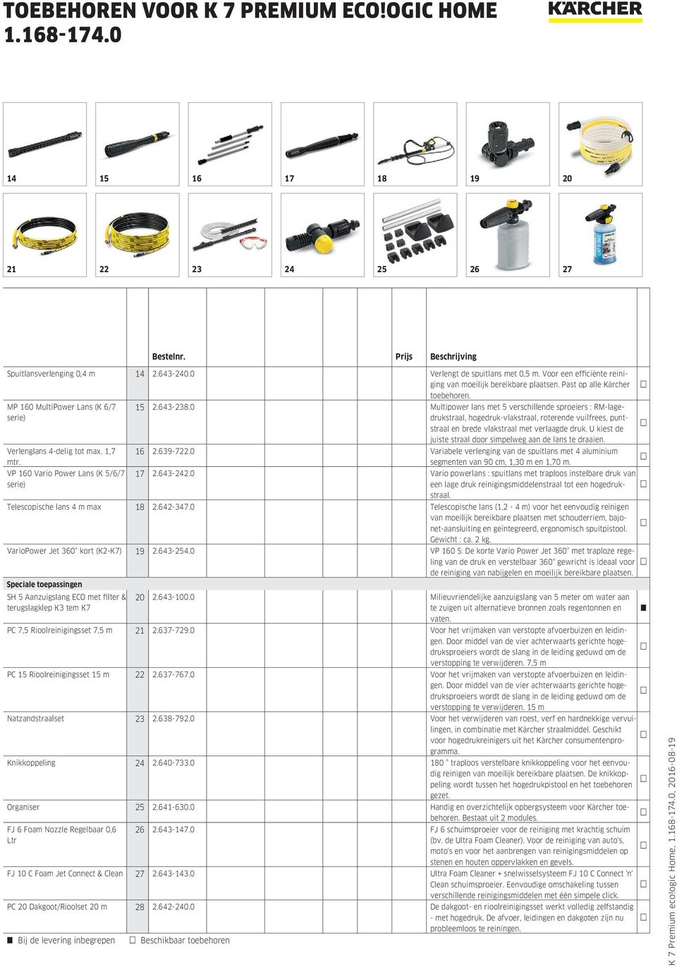 0 Multipower lans met 5 verschillende sproeiers : RM-lagedrukstraal, hogedruk-vlakstraal, roterende vuilfrees, puntstraal en brede vlakstraal met verlaagde druk.