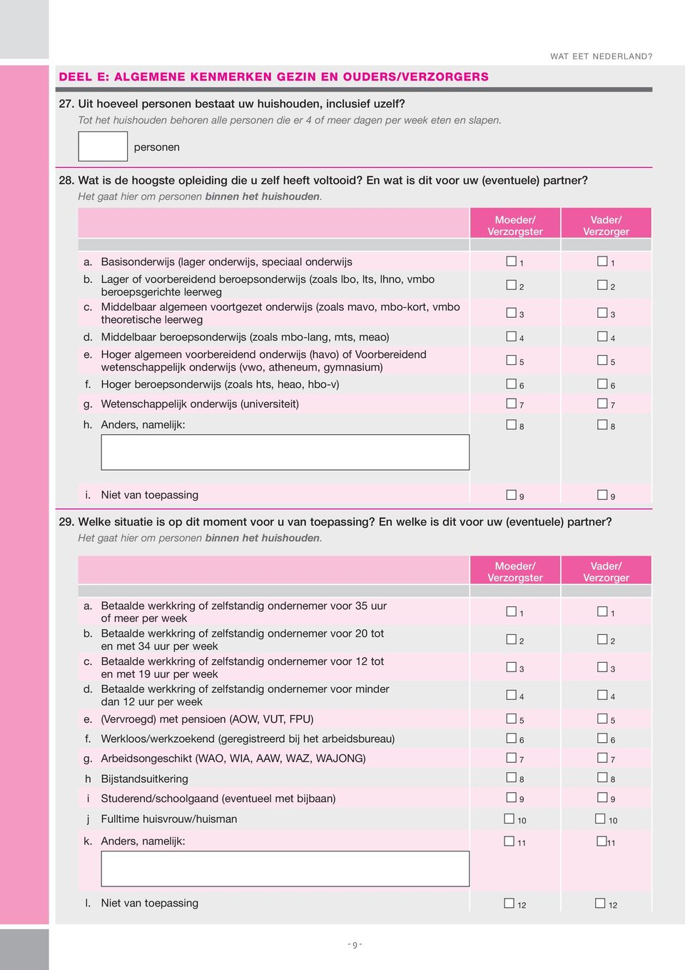 Basisonderwijs (lager onderwijs, speciaal onderwijs 1 1 b. Lager of voorbereidend beroepsonderwijs (zoals lbo, lts, lhno, vmbo beroepsgerichte leerweg c.