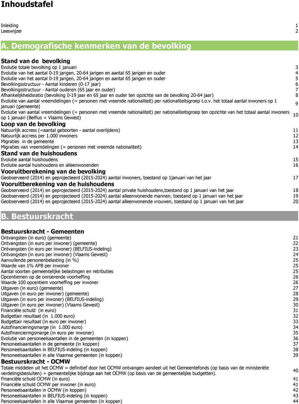 van het aantal 0-19 jarigen, 20-64 jarigen en aantal 65 jarigen en ouder 5 Bevolkingsstructuur - Aantal kinderen (0-17 jaar) 6 Bevolkingsstructuur - Aantal ouderen (65 jaar en ouder) 7