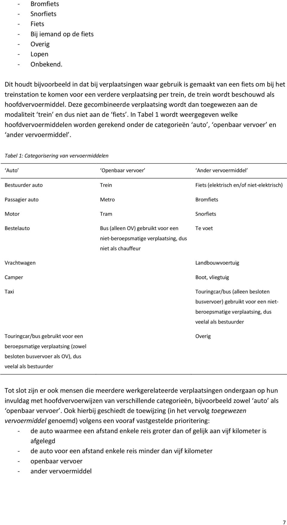 hoofdvervoermiddel. Deze gecombineerde verplaatsing wordt dan toegewezen aan de modaliteit trein en dus niet aan de fiets.