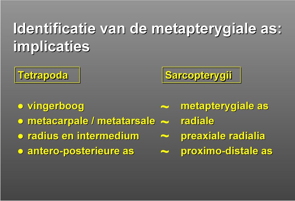 metatarsale radius en intermedium antero-posterieure as