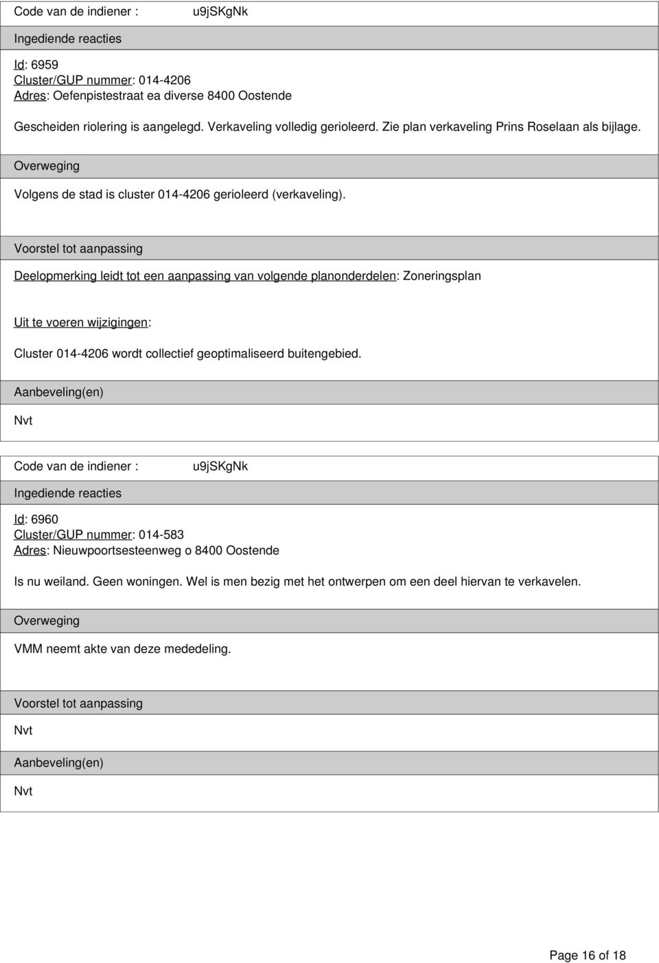 Volgens de stad is cluster 014-4206 gerioleerd (verkaveling). Cluster 014-4206 wordt collectief geoptimaliseerd buitengebied.