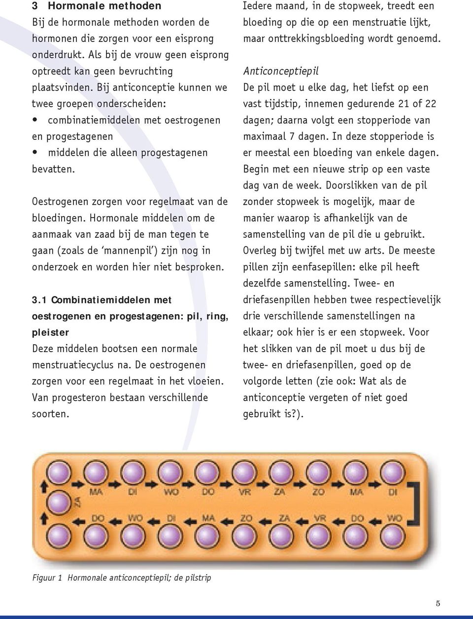 Oestrogenen zorgen voor regelmaat van de bloedingen. Hormonale middelen om de aanmaak van zaad bij de man tegen te gaan (zoals de mannenpil ) zijn nog in onderzoek en worden hier niet besproken. 3.