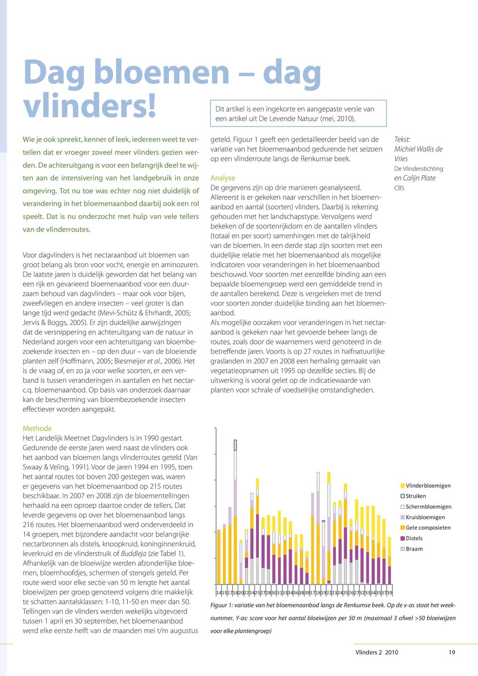 Tot nu toe was echter nog niet duidelijk of verandering in het bloemenaanbod daarbij ook een rol speelt. Dat is nu onderzocht met hulp van vele tellers van de vlinderroutes.