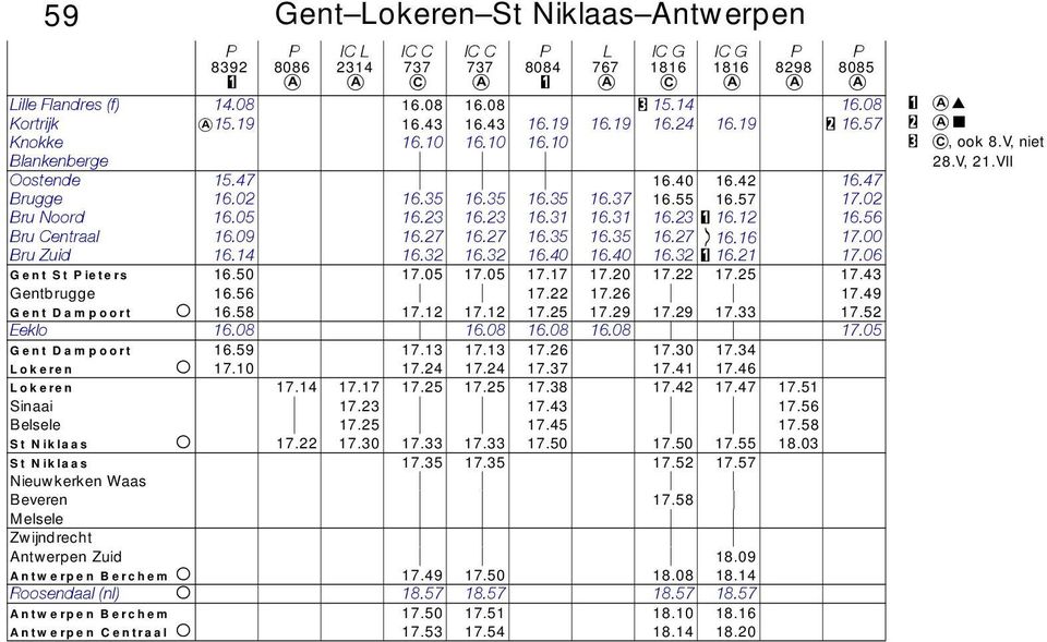 56 Bru entraa 16.09 16.27 16.27 16.35 16.35 16.27 K 16.16 17.00 Bru Zuid 16.14 16.32 16.32 16.40 16.40 16.32 16.21 17.06 Gent St ieters 16.50 17.05 17.05 17.17 17.20 17.22 17.25 17.43 Gentbrugge 16.