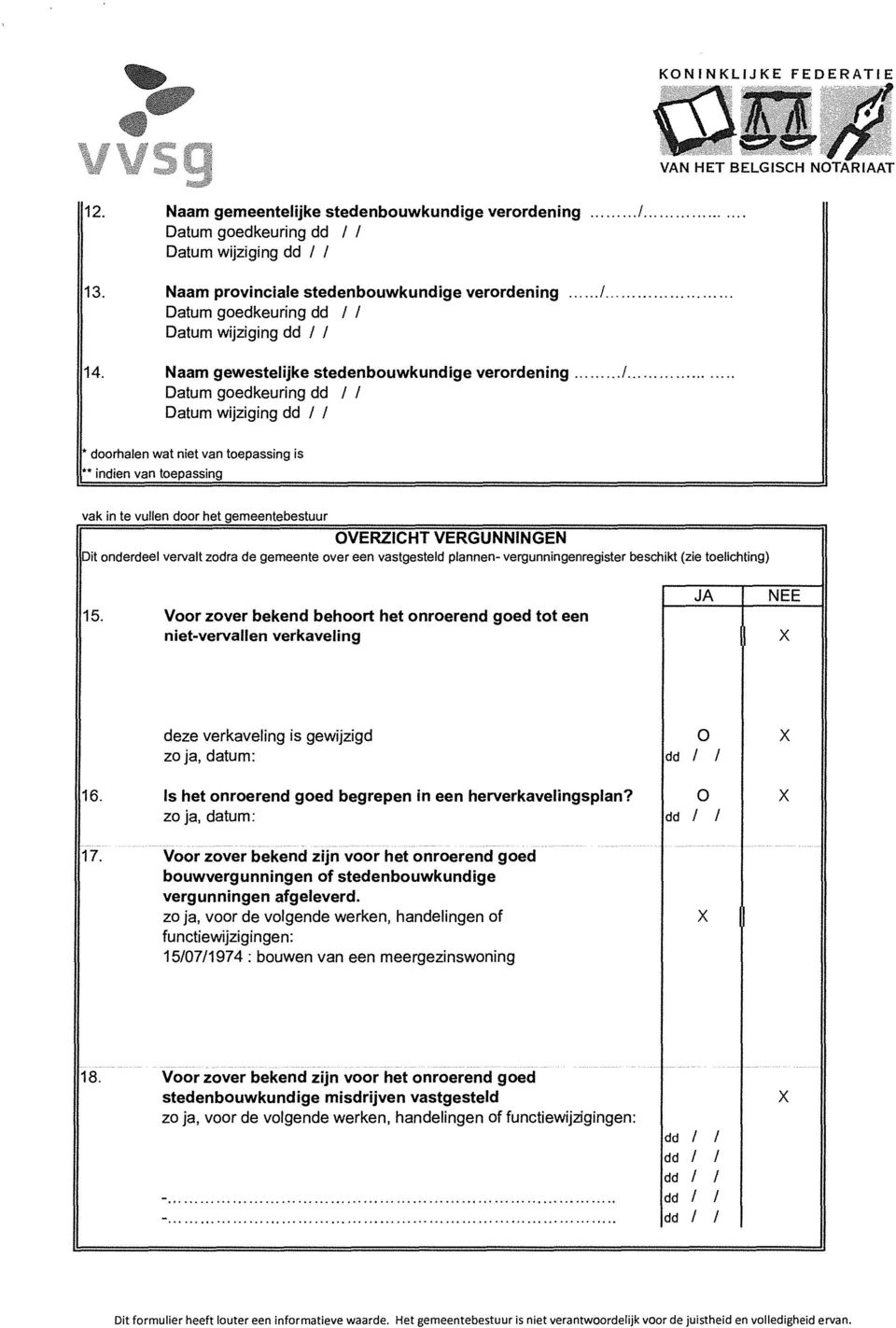 ciale stedenbouwkundige verordening Datum goedkeuring Datum wijziging 14. Naam gewestelijke stedenbouwkundige verordening...i... Datum goedkeuring Datum wijziging * doorhalen wat niet van toepassing