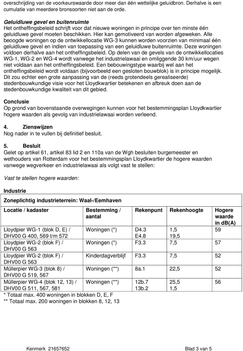 Alle beoogde woningen op de ontwikkellocatie WG-3 kunnen worden voorzien van minimaal één geluidluwe gevel en indien van toepassing van een geluidluwe buitenruimte.