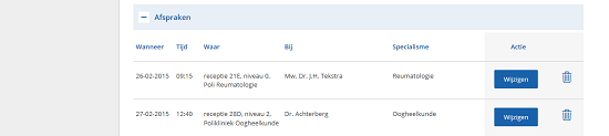 U kunt de afspraak ook terugvinden bij Komende afspraken. 3.4.