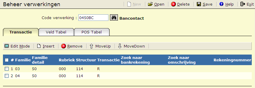 In de POS tabel kan je nog opgeven in welke rekening het bruto bedrag moet komen (58 ) en in welke de kosten