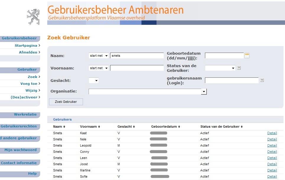 gebruikersnaam (login). Afbeelding 2: schermafbeelding met het resultaat van een zoekopdracht.