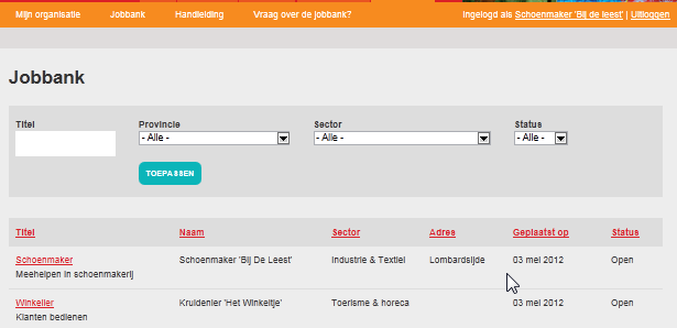 In de jobbank?