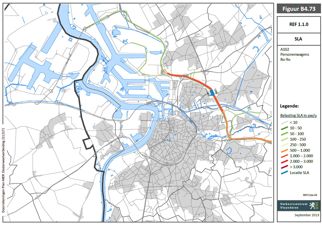 121. Wat is de mobiliteitswinst op de Ring als de vrachtwagens aan het rondpunt Wommelgem via een aan te leggen A102 via Ekeren naar de Liefkenshoektunnel geleid worden?