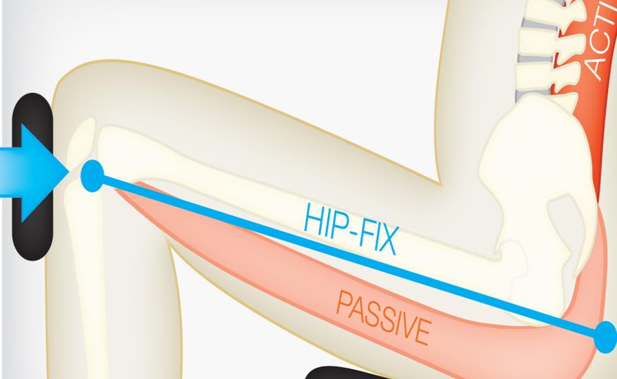 Fixatietechnologie Doelgerichte training Het Hip-Fix mechanisme vergrendelt maximaal het heupgewricht