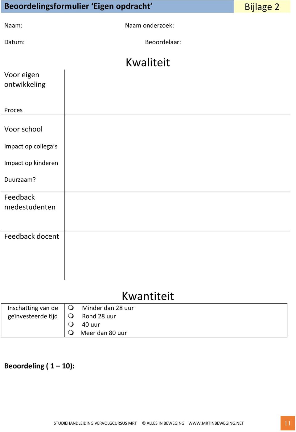 Feedback medestudenten Feedback docent Inschatting van de geïnvesteerde tijd Minder dan 28 uur Rond 28 uur