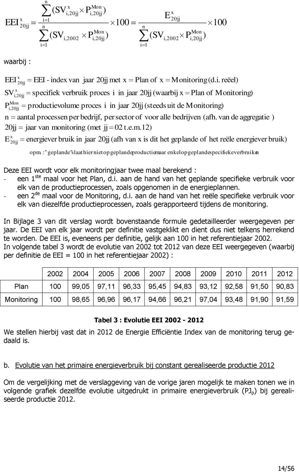 va de aggregatie ) 20jj jaar va moitorig (met jj 02 t.e.m.12) E x 20jj eergiever bruik i jaar 20jj (afh va x is dit het geplade of het reële eergiever bruik) opm.