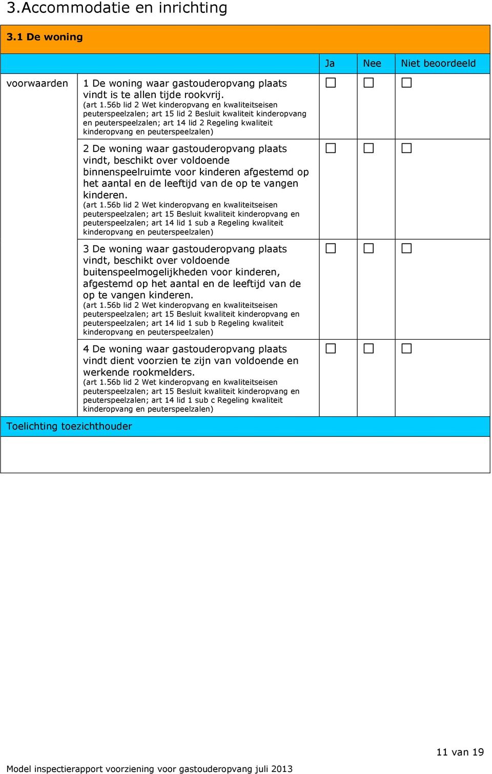 beschikt over voldoende binnenspeelruimte voor kinderen afgestemd op het aantal en de leeftijd van de op te vangen kinderen.