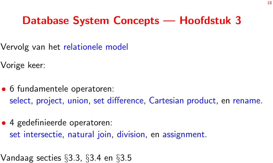 difference, Cartesian product, en rename.