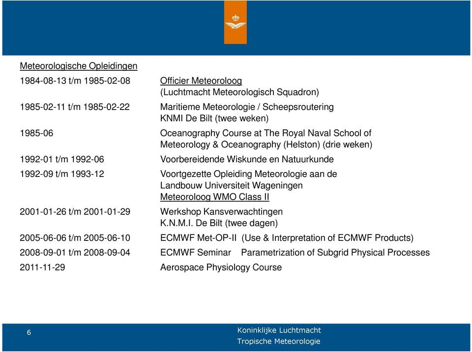 1993-12 Voortgezette Opleiding Meteorologie aan de Landbouw Universiteit Wageningen Meteoroloog WMO Class II