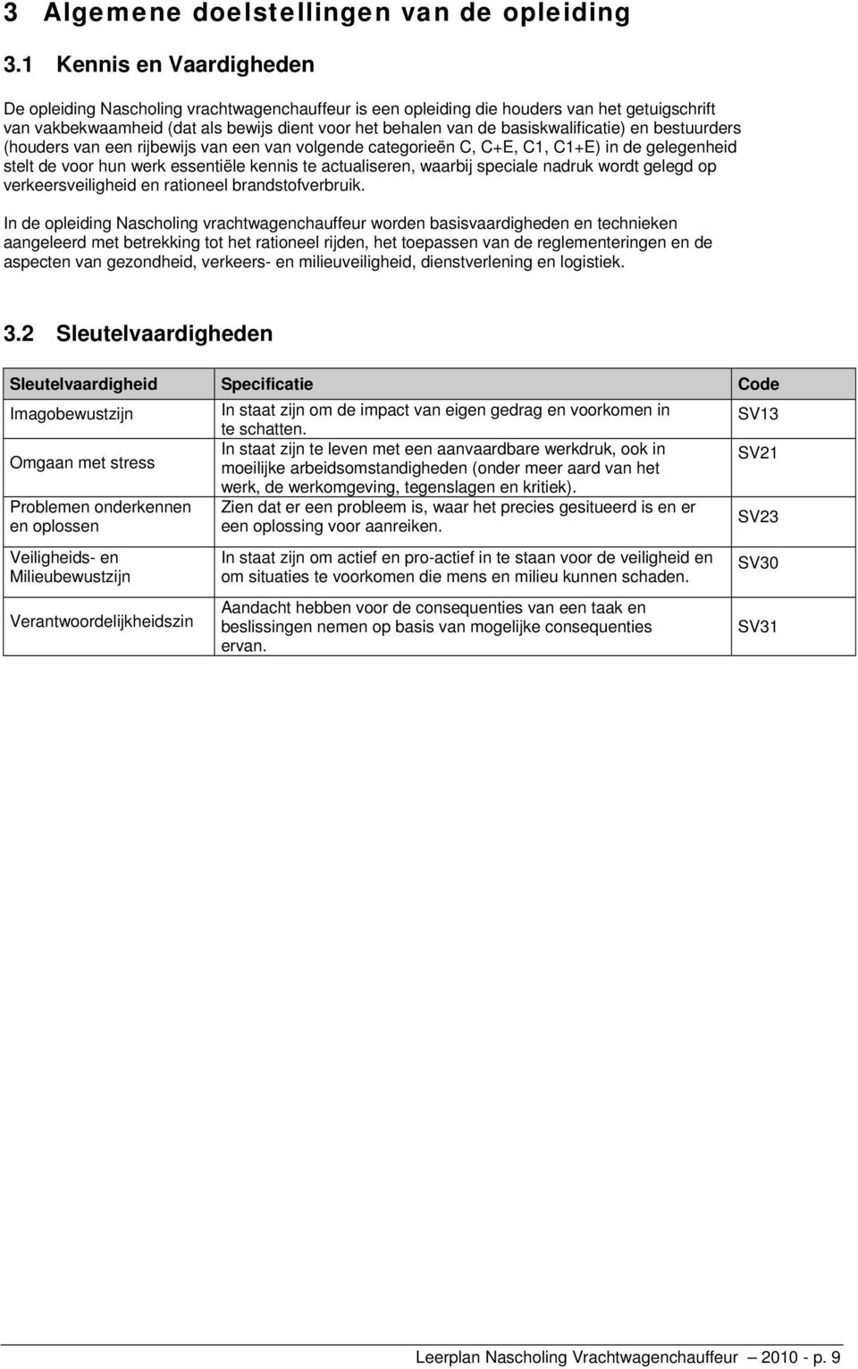 basiskwalificatie) en bestuurders (houders van een rijbewijs van een van volgende categorieën C, C+E, C1, C1+E) in de gelegenheid stelt de voor hun werk essentiële kennis te actualiseren, waarbij