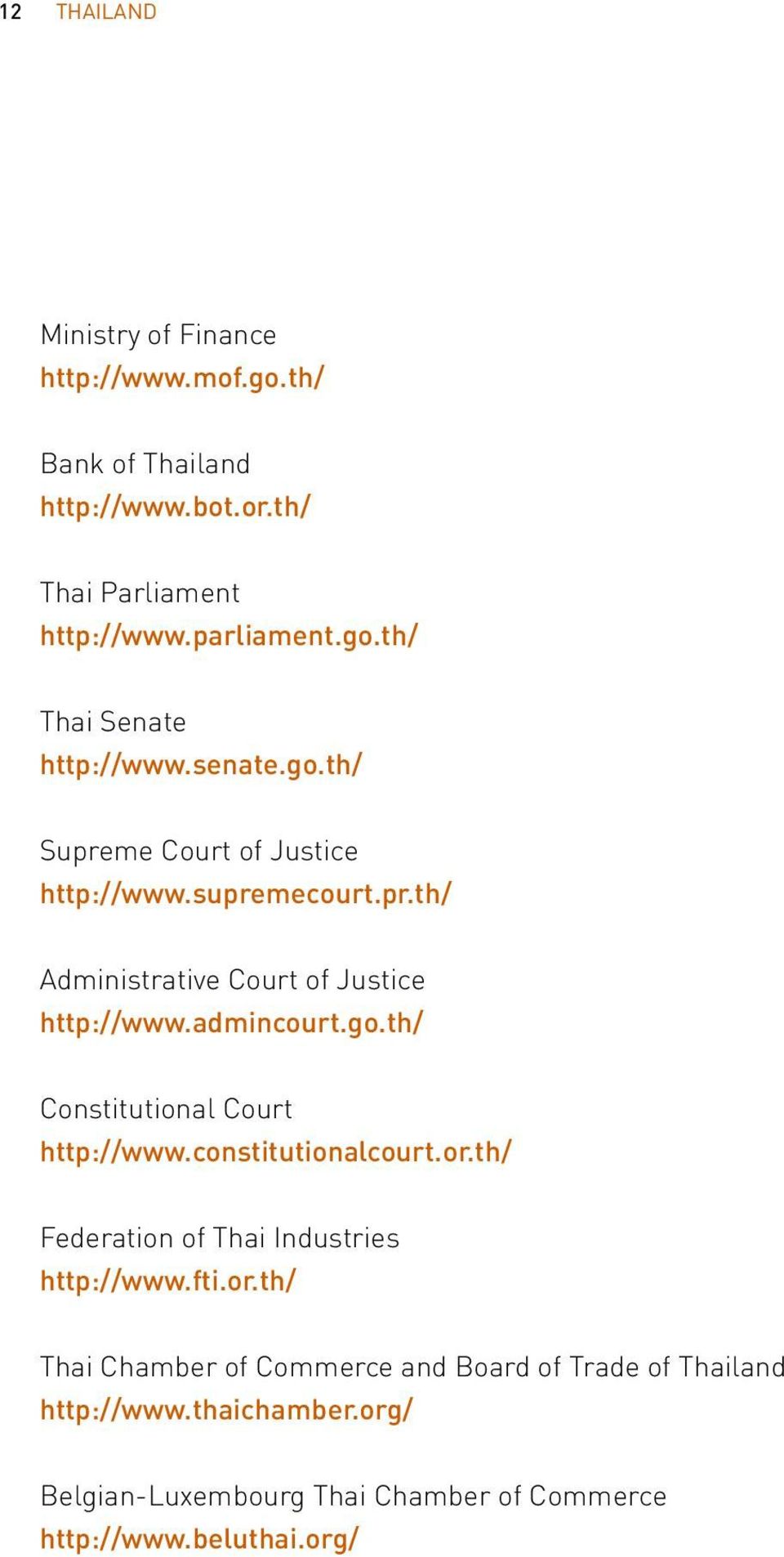 constitutionalcourt.or.th/ Federation of Thai Industries http://www.fti.or.th/ Thai Chamber of Commerce and Board of Trade of Thailand http://www.