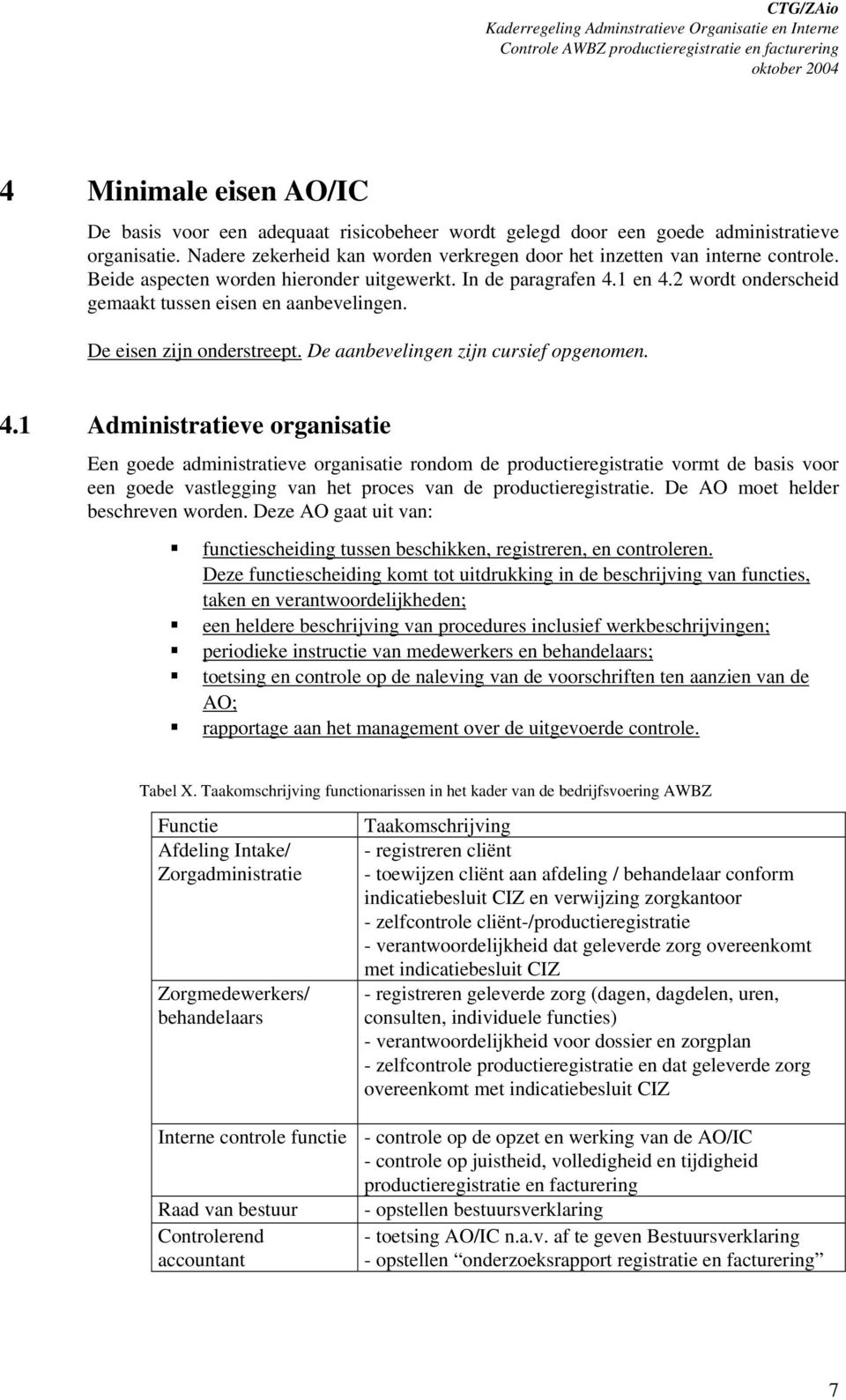 1 en 4.2 wordt onderscheid gemaakt tussen eisen en aanbevelingen. De eisen zijn onderstreept. De aanbevelingen zijn cursief opgenomen. 4.1 Administratieve organisatie Een goede administratieve organisatie rondom de productieregistratie vormt de basis voor een goede vastlegging van het proces van de productieregistratie.