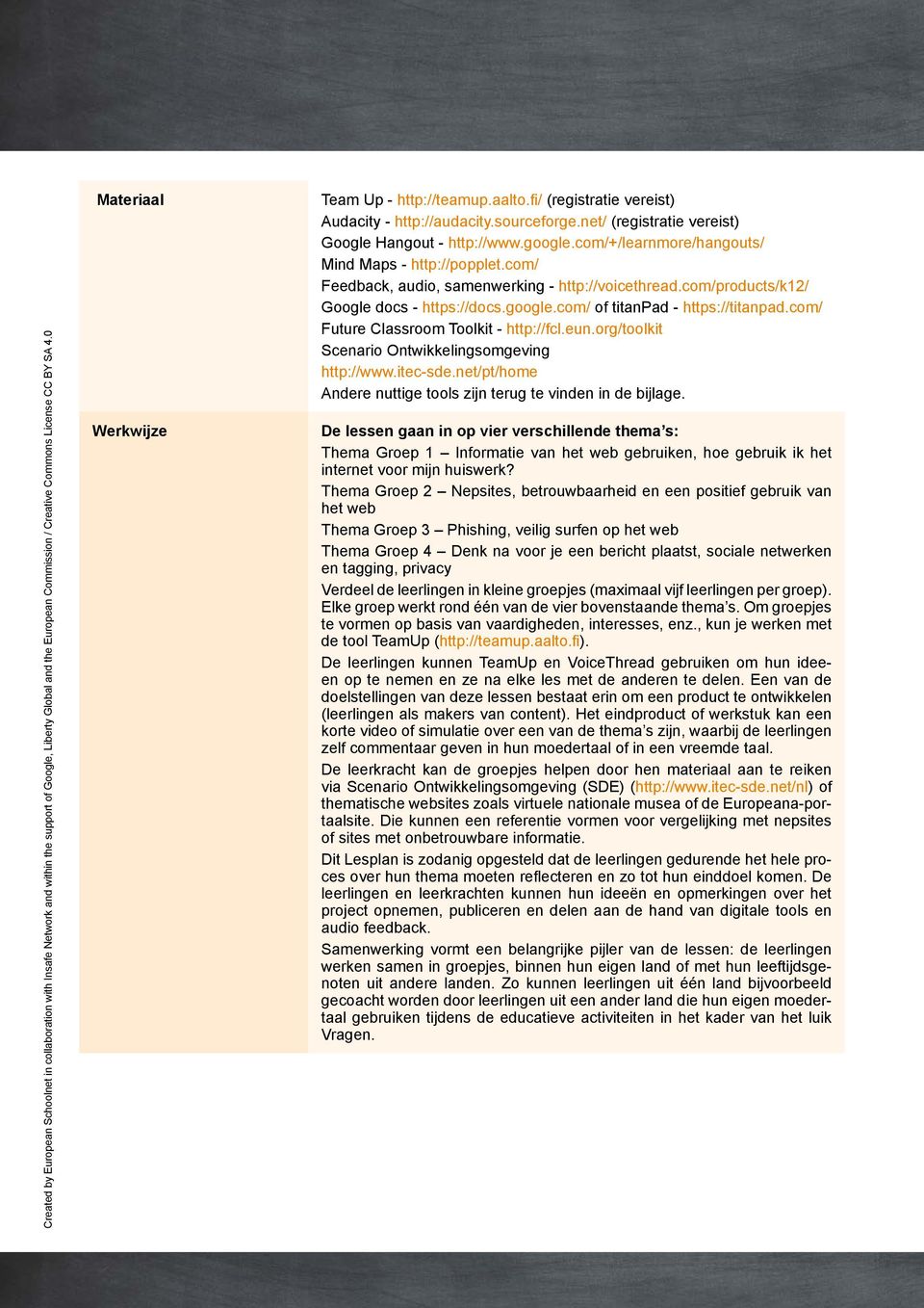 com/ Future Classroom Toolkit - http://fcl.eun.org/toolkit Scenario Ontwikkelingsomgeving http://www.itec-sde.net/pt/home Andere nuttige tools zijn terug te vinden in de bijlage.