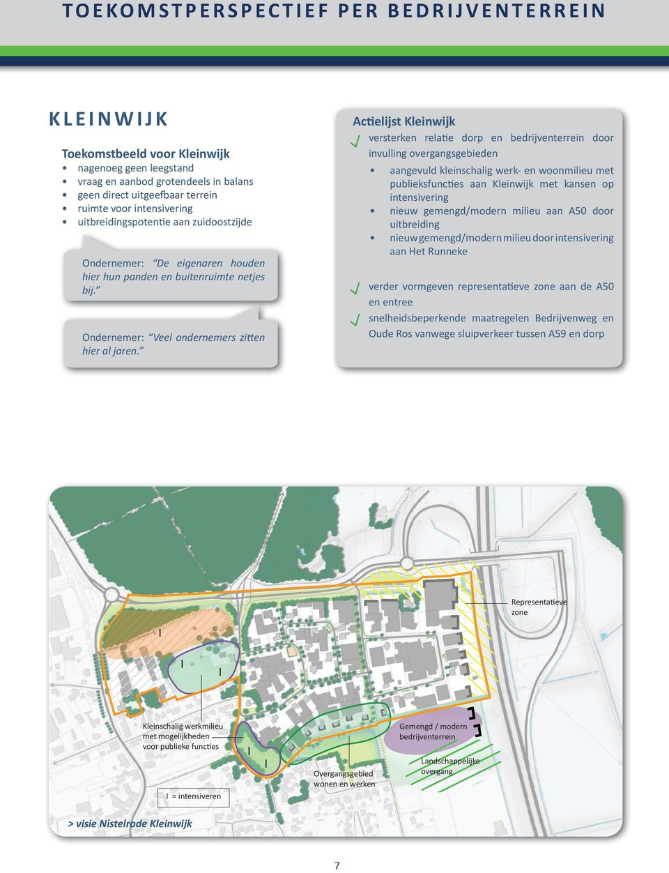 Actielijst Kleinwijk versterken relatie dorp en door invulling overgangsgebieden aangevuld kleinschalig werk- en woonmilieu met publieksfuncties aan Kleinwijk met kansen op intensivering nieuw