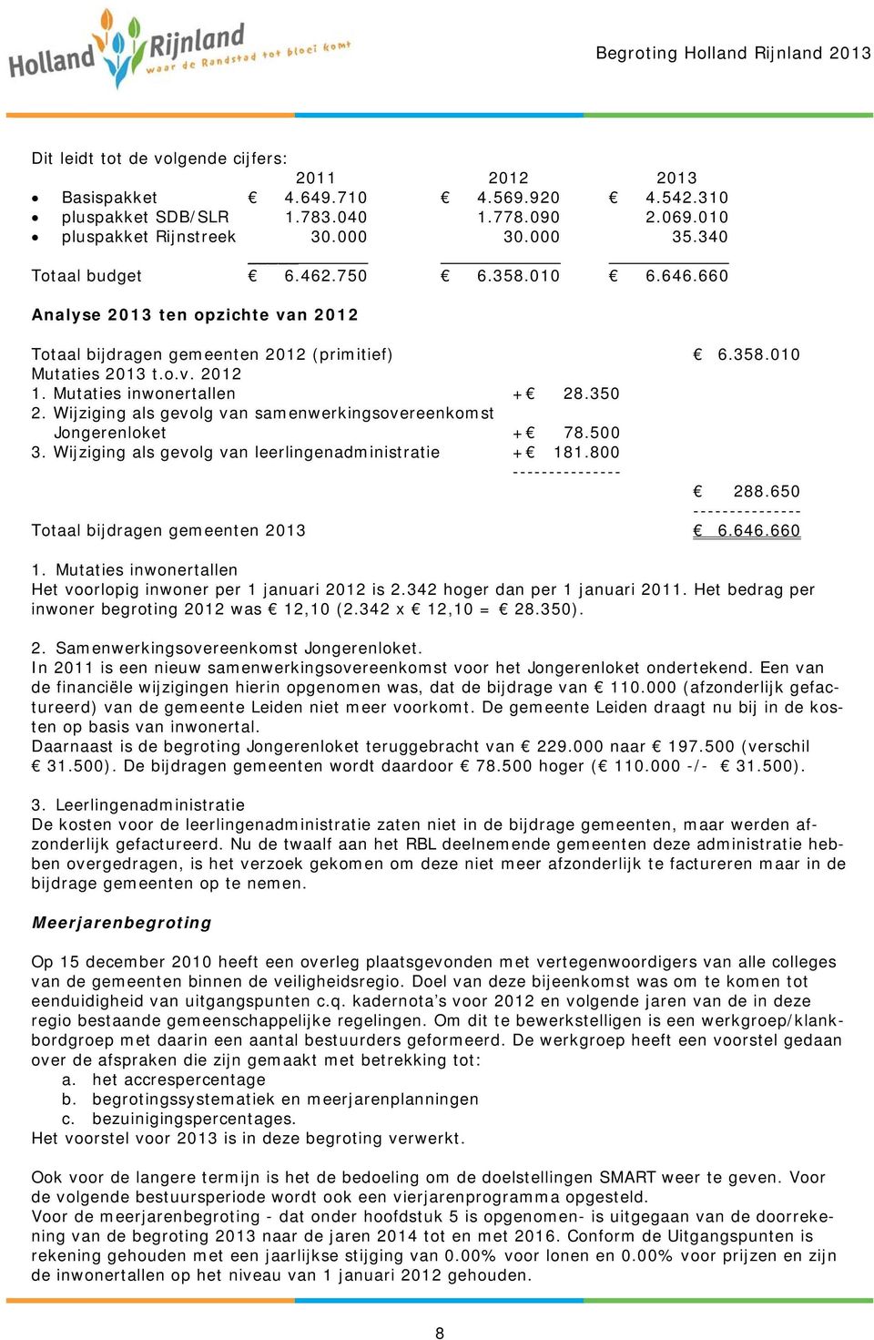 Wijziging als gevolg van samenwerkingsovereenkomst Jongerenloket + 78.500 3. Wijziging als gevolg van leerlingenadministratie + 181.800 --------------- 288.