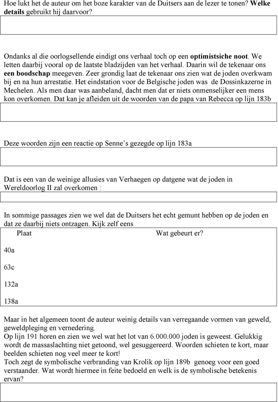 Zeer grondig laat de tekenaar ons zien wat de joden overkwam bij en na hun arrestatie. Het eindstation voor de Belgische joden was de Dossinkazerne in Mechelen.