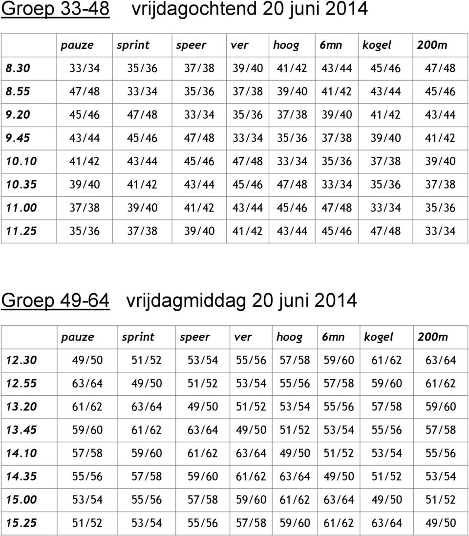 10 41/42 43/44 45/46 47/48 33/34 35/36 37/38 39/40 10.35 39/40 41/42 43/44 45/46 47/48 33/34 35/36 37/38 11.00 37/38 39/40 41/42 43/44 45/46 47/48 33/34 35/36 11.