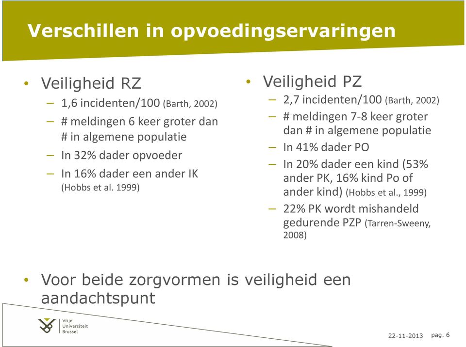 1999) Veiligheid PZ 2,7 incidenten/100 (Barth, 2002) # meldingen 7-8 keer groter dan # in algemene populatie In 41% dader PO In 20%