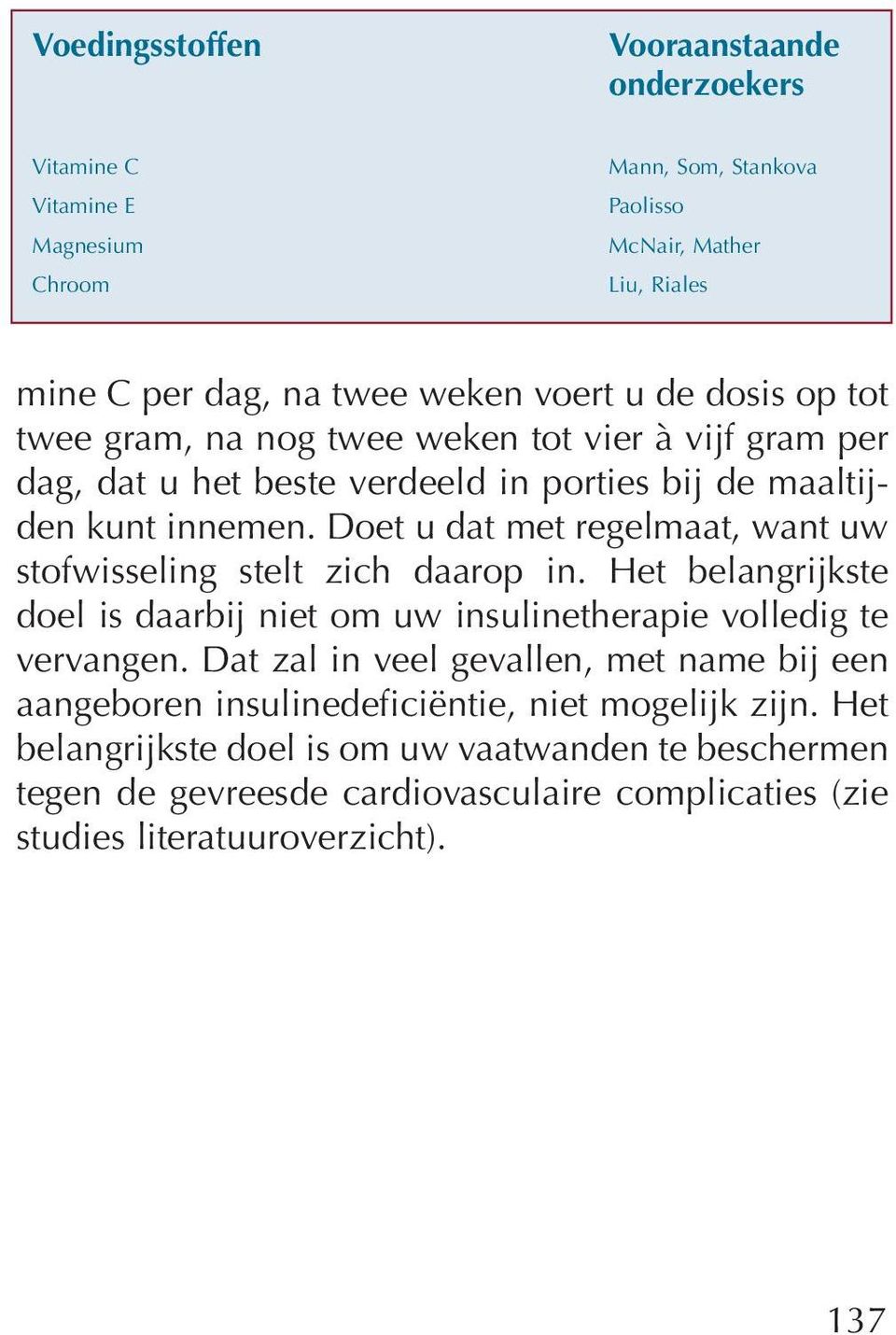 Doet u dat met regelmaat, want uw stofwisseling stelt zich daarop in. Het belangrijkste doel is daarbij niet om uw insulinetherapie volledig te vervangen.