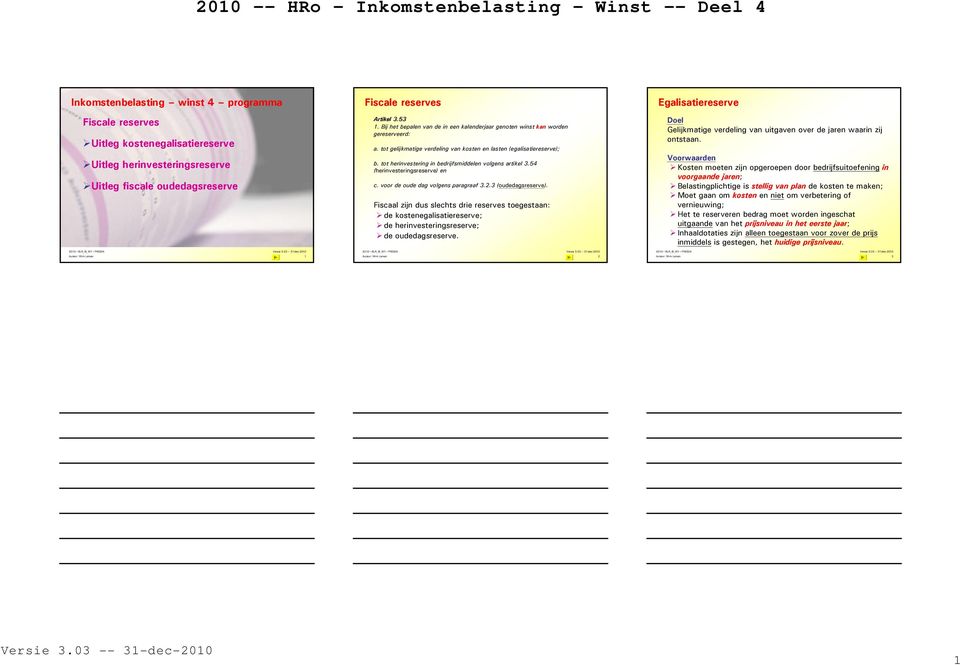 tot herinvestering in bedrijfsmiddelen volgens artikel 3.54 (herinvesteringsreserve) en c. voor de oude dag volgens paragraaf 3.2.3 (oudedagsreserve).