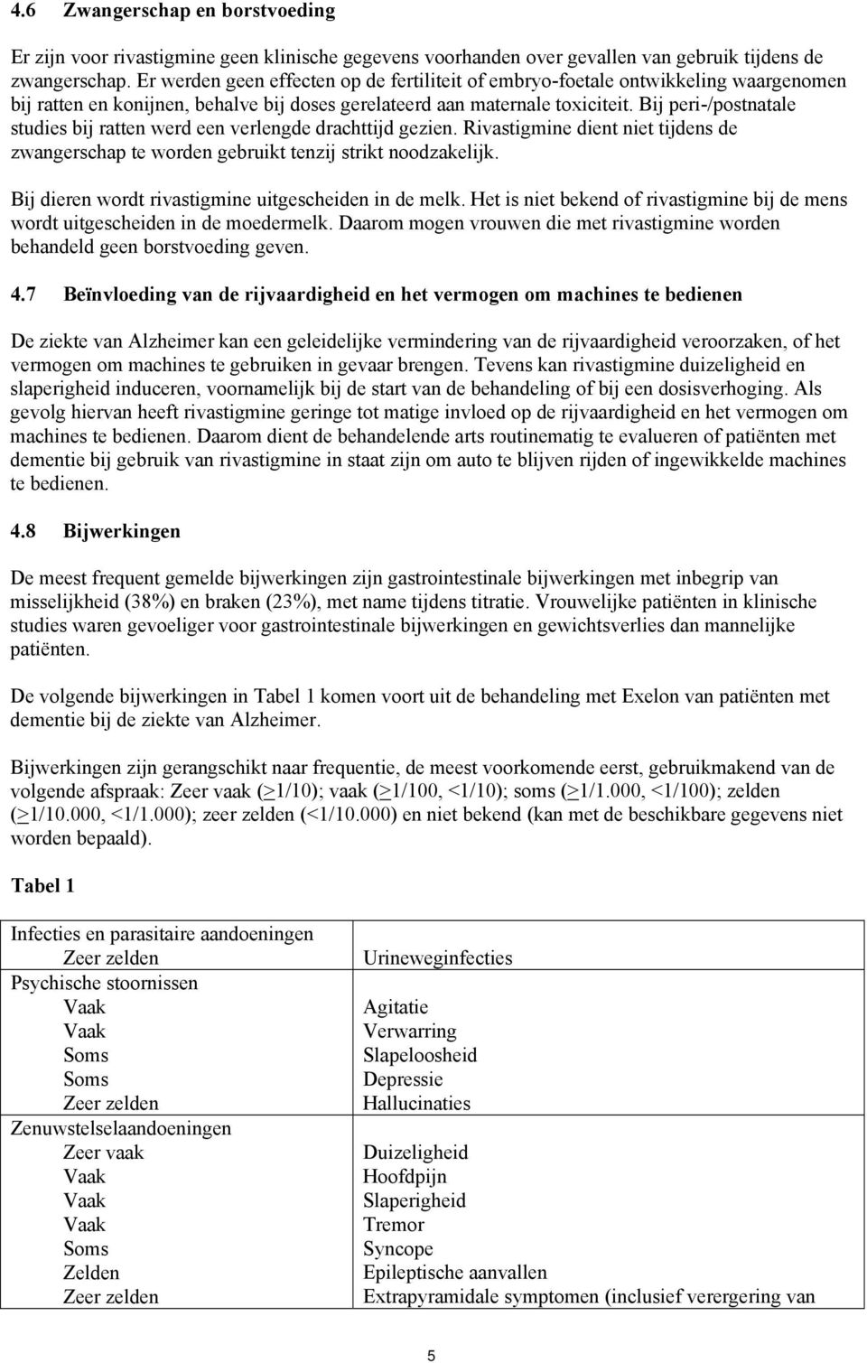 Bij peri-/postnatale studies bij ratten werd een verlengde drachttijd gezien. Rivastigmine dient niet tijdens de zwangerschap te worden gebruikt tenzij strikt noodzakelijk.